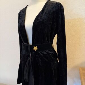 Vintage ESCADA Black Velvet Star Embellished Belt size 38